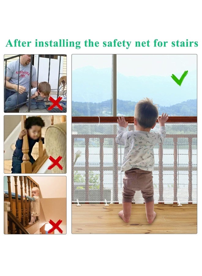 LYNLYN Anti-Fall Safety Net for Balcony and Stairs, Multipurpose Mesh Guard for Baby, Kids, Pets, and Toys, Indoor and Outdoor Use, White Banister Safety Net（300*78cm） - Image 2